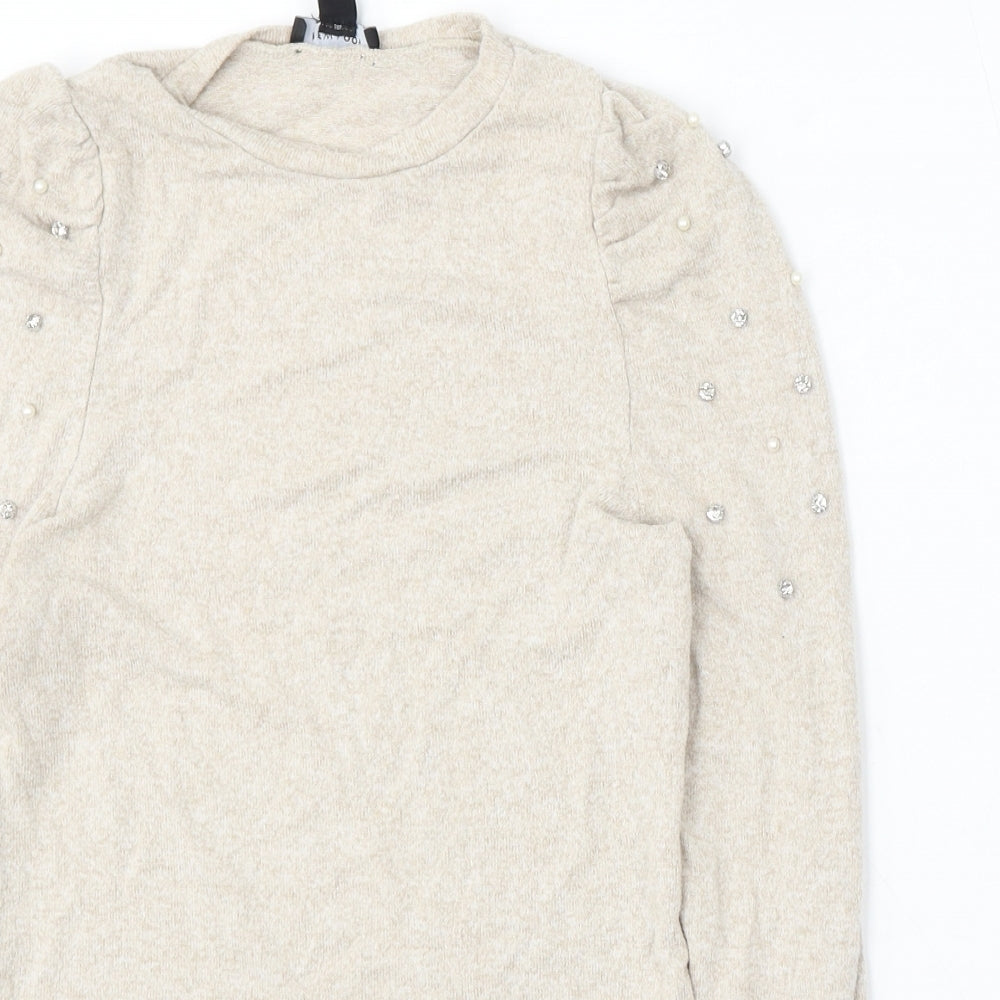 New Look Womens Beige Round Neck Viscose Pullover Jumper Size 10