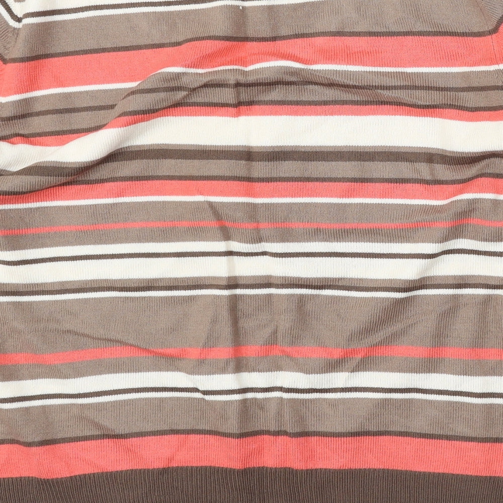 Papaya Womens Multicoloured V-Neck Striped Acrylic Pullover Jumper Size 20