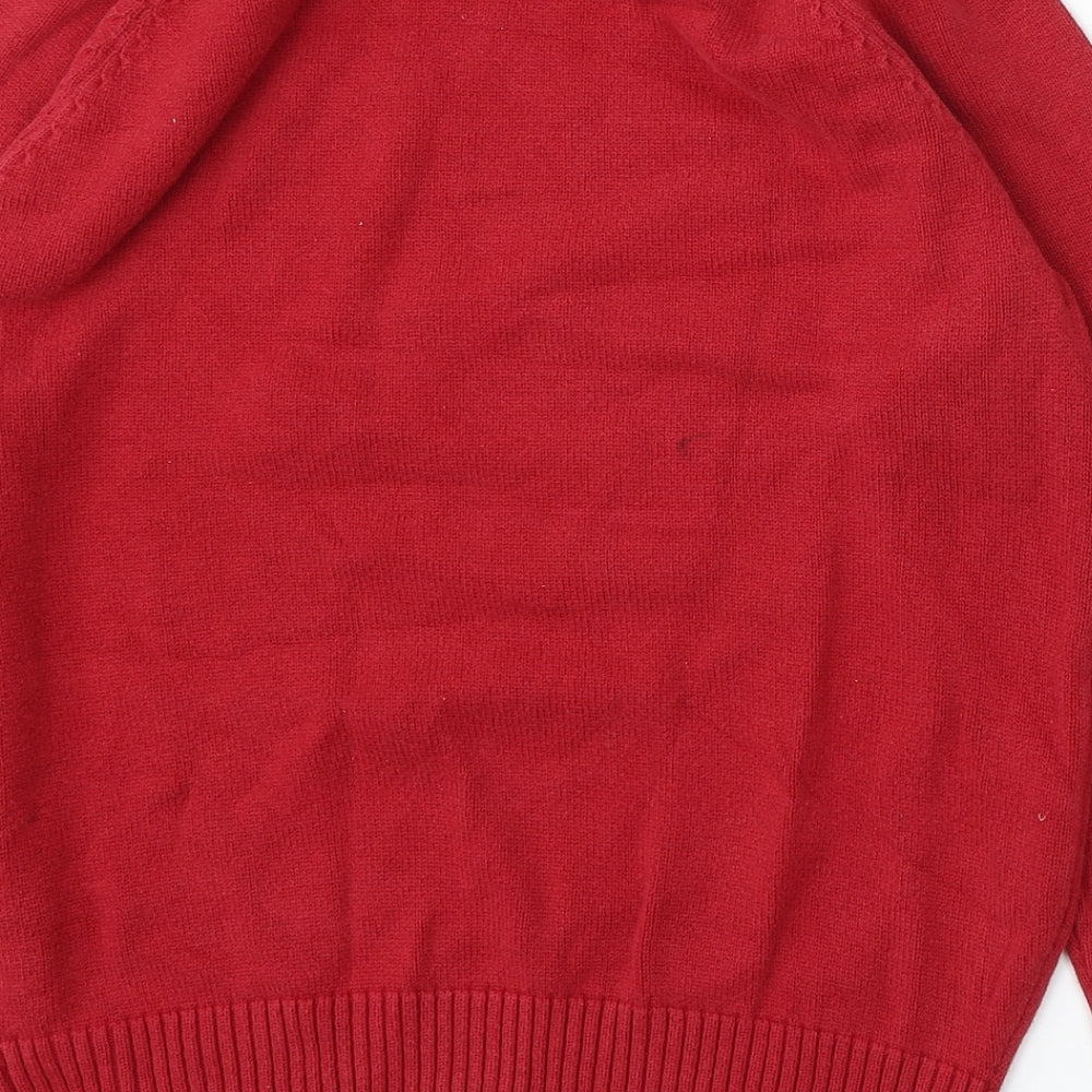 Cotton Traders Mens Red Round Neck Cotton Pullover Jumper Size S