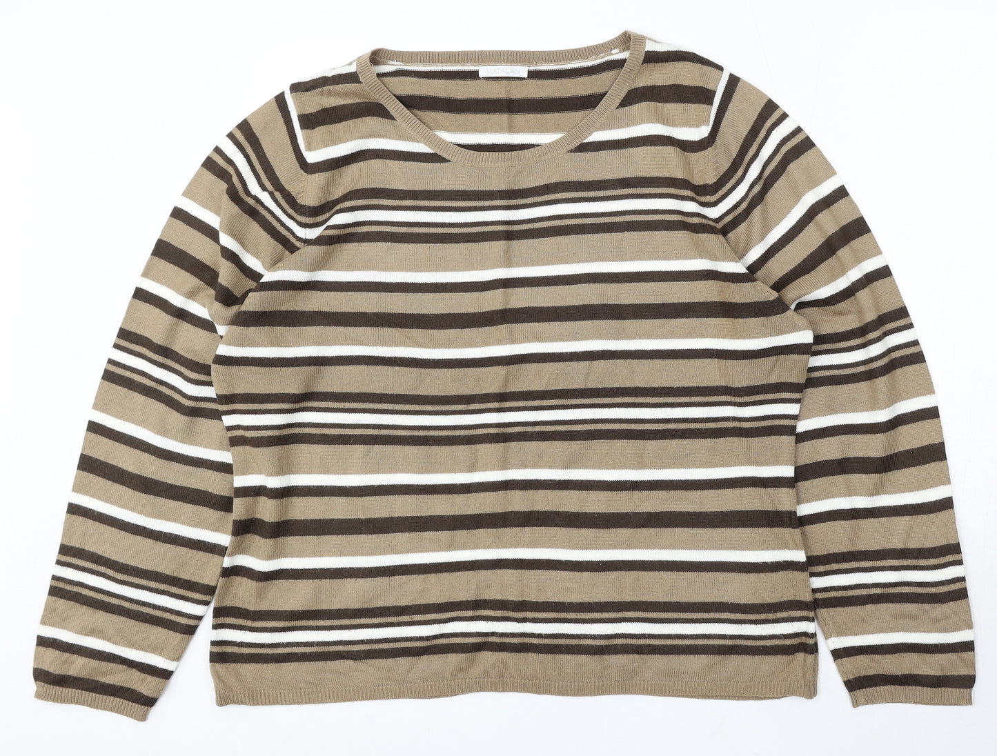 Matalan Womens Multicoloured Round Neck Striped Acrylic Pullover Jumper Size 20