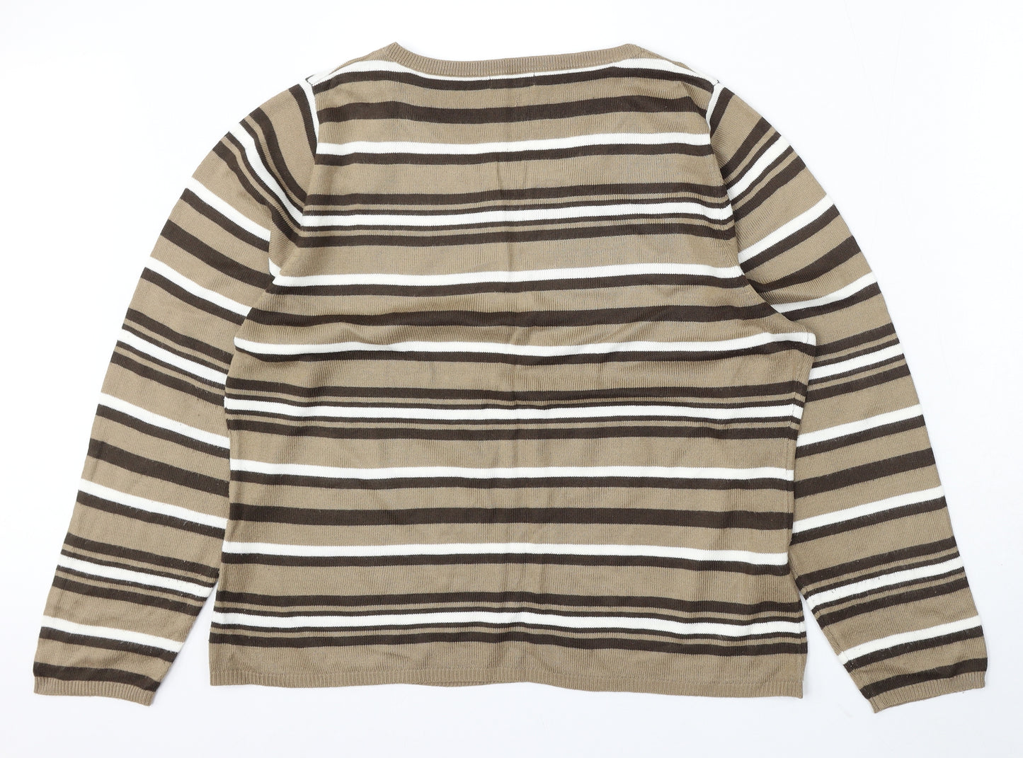 Matalan Womens Multicoloured Round Neck Striped Acrylic Pullover Jumper Size 20