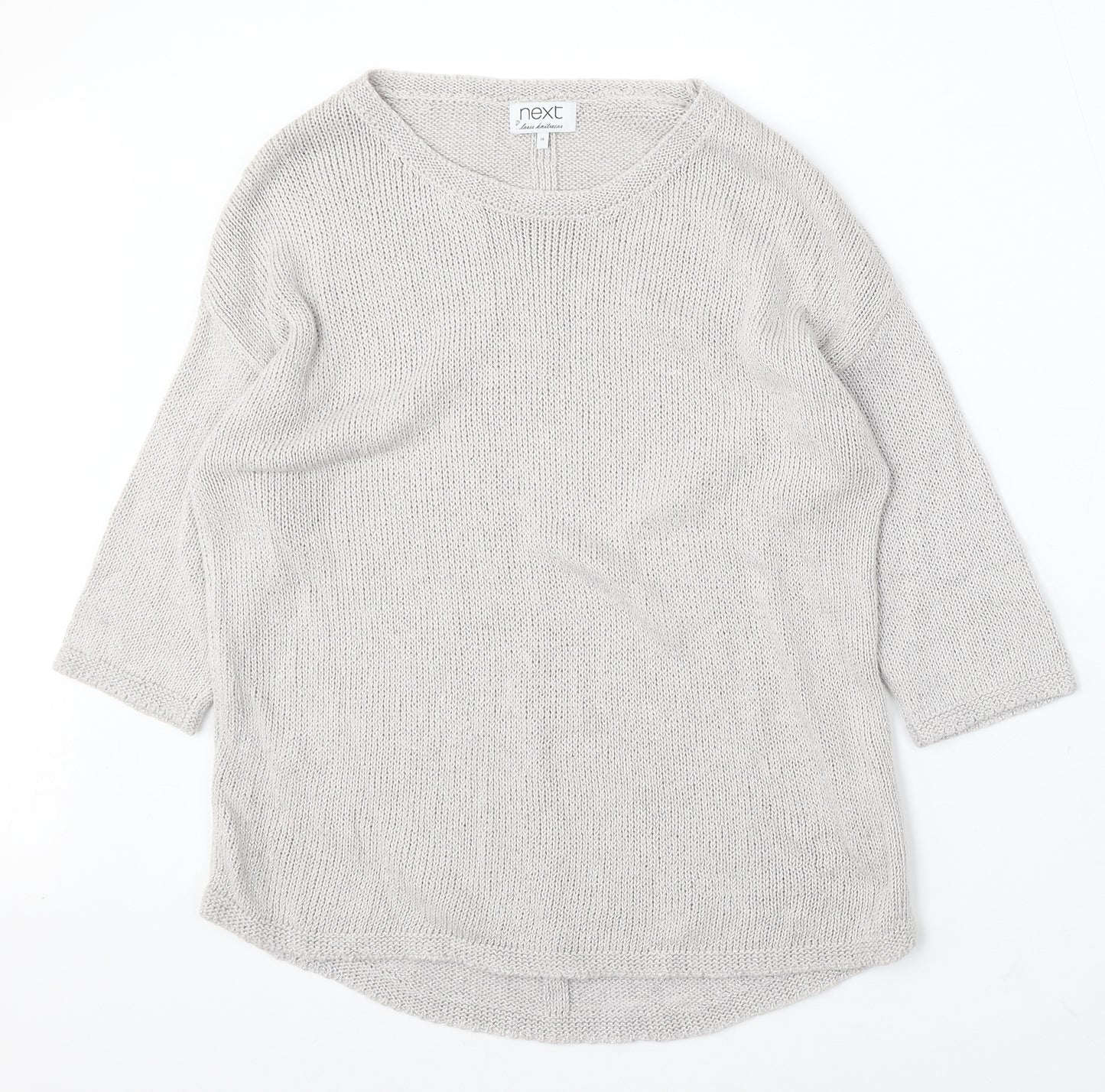 NEXT Womens Silver Round Neck Cotton Pullover Jumper Size 14