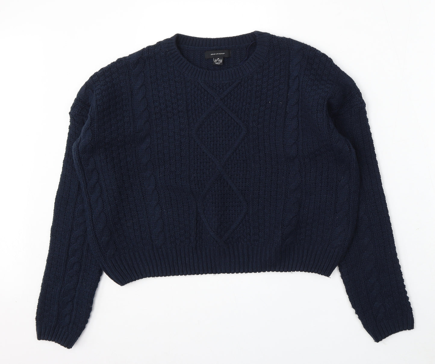 Atmosphere Womens Blue Round Neck Acrylic Pullover Jumper Size 10