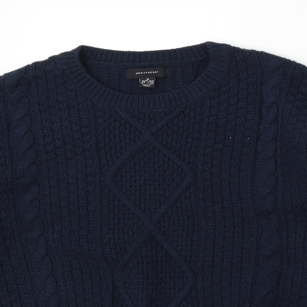 Atmosphere Womens Blue Round Neck Acrylic Pullover Jumper Size 10