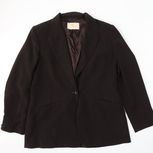 Country Casuals Womens Brown Polyester Jacket Suit Size 14