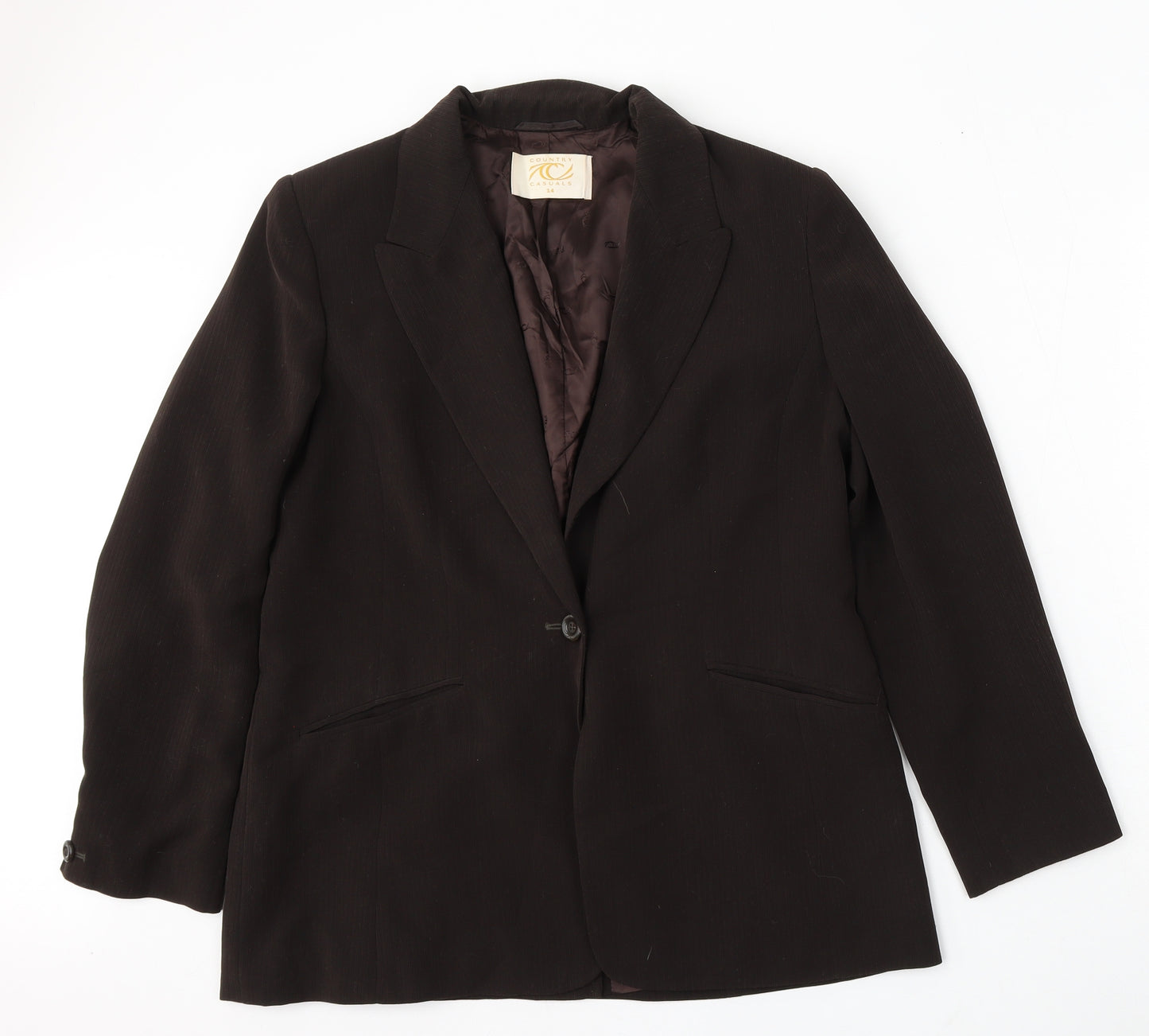 Country Casuals Womens Brown Polyester Jacket Suit Size 14