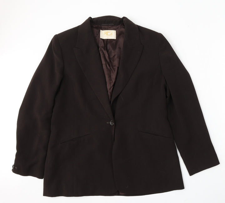 Country Casuals Womens Brown Polyester Jacket Suit Size 14