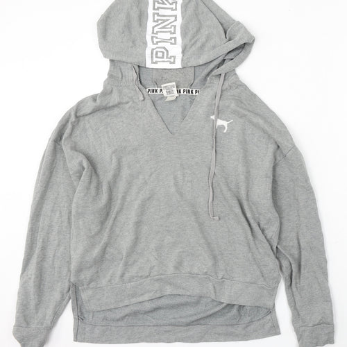 PINK Womens Grey Cotton Pullover Hoodie Size XS