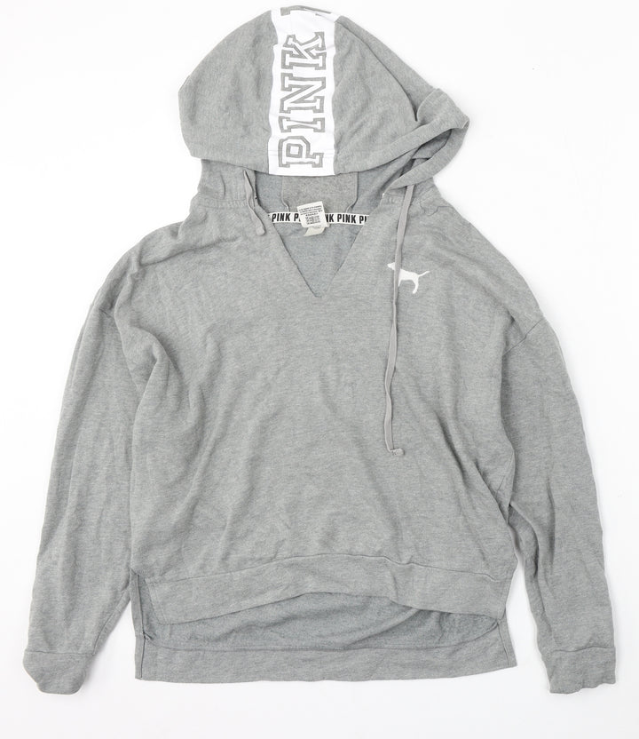 PINK Womens Grey Cotton Pullover Hoodie Size XS