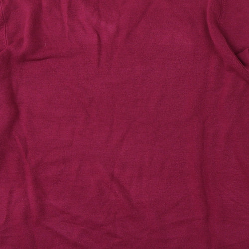 Marks and Spencer Mens Red V-Neck Acrylic Pullover Jumper Size L