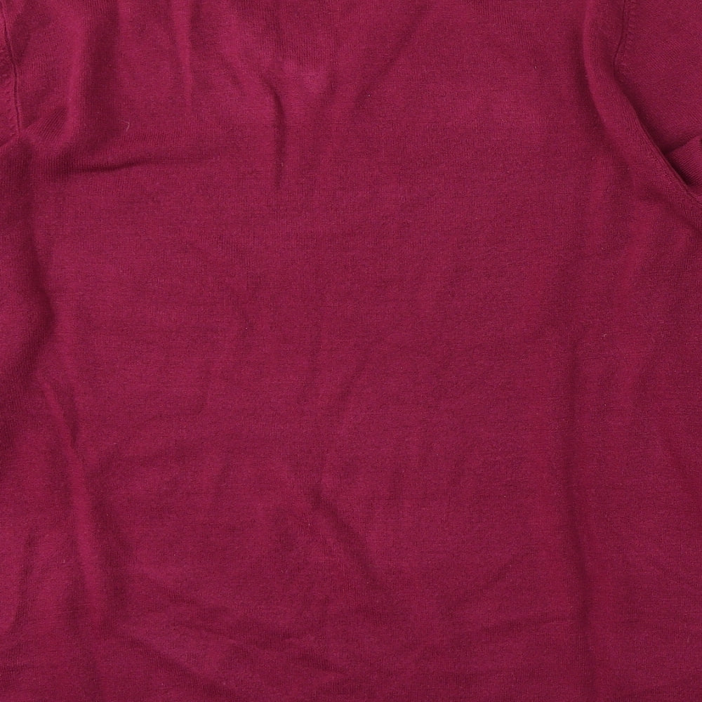 Marks and Spencer Mens Red V-Neck Acrylic Pullover Jumper Size L