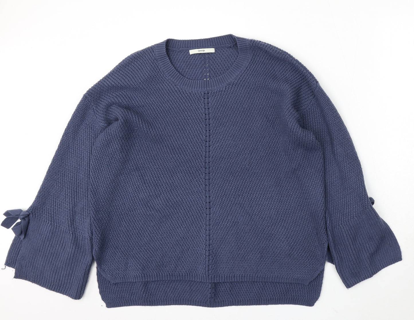 George Womens Blue Round Neck Acrylic Pullover Jumper Size 16