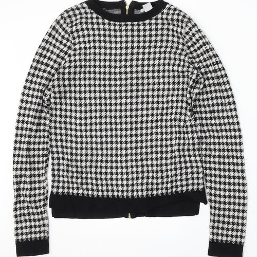H&M Womens Multicoloured Round Neck Houndstooth Viscose Pullover Jumper Size S