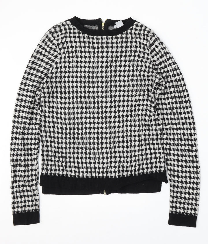H&M Womens Multicoloured Round Neck Houndstooth Viscose Pullover Jumper Size S