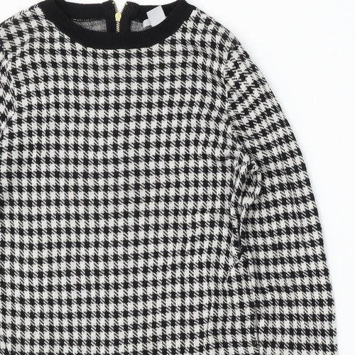 H&M Womens Multicoloured Round Neck Houndstooth Viscose Pullover Jumper Size S
