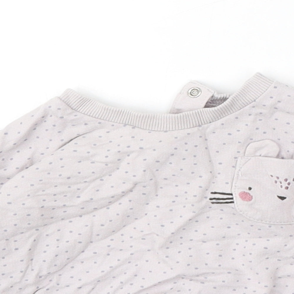 NEXT Girls Grey Geometric Cotton Pullover Jumper Size 3-6 Months