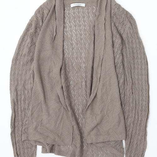Marks and Spencer Womens Brown V-Neck Linen Cardigan Jumper Size 8