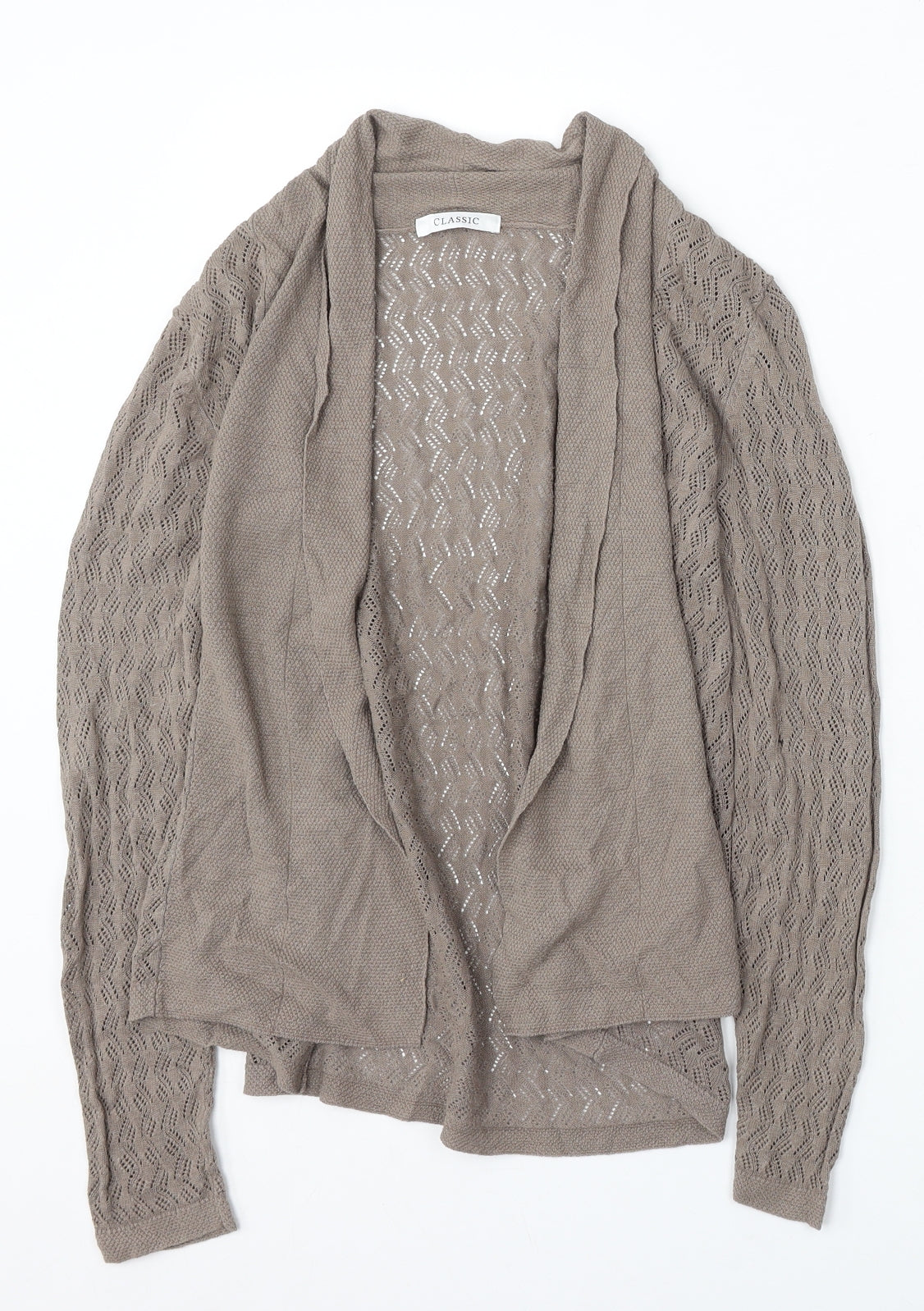 Marks and Spencer Womens Brown V-Neck Linen Cardigan Jumper Size 8