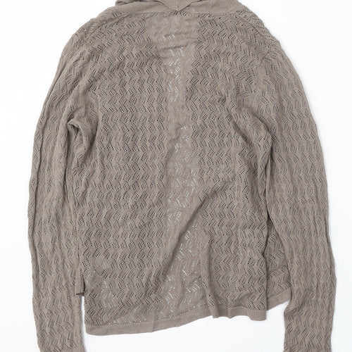 Marks and Spencer Womens Brown V-Neck Linen Cardigan Jumper Size 8