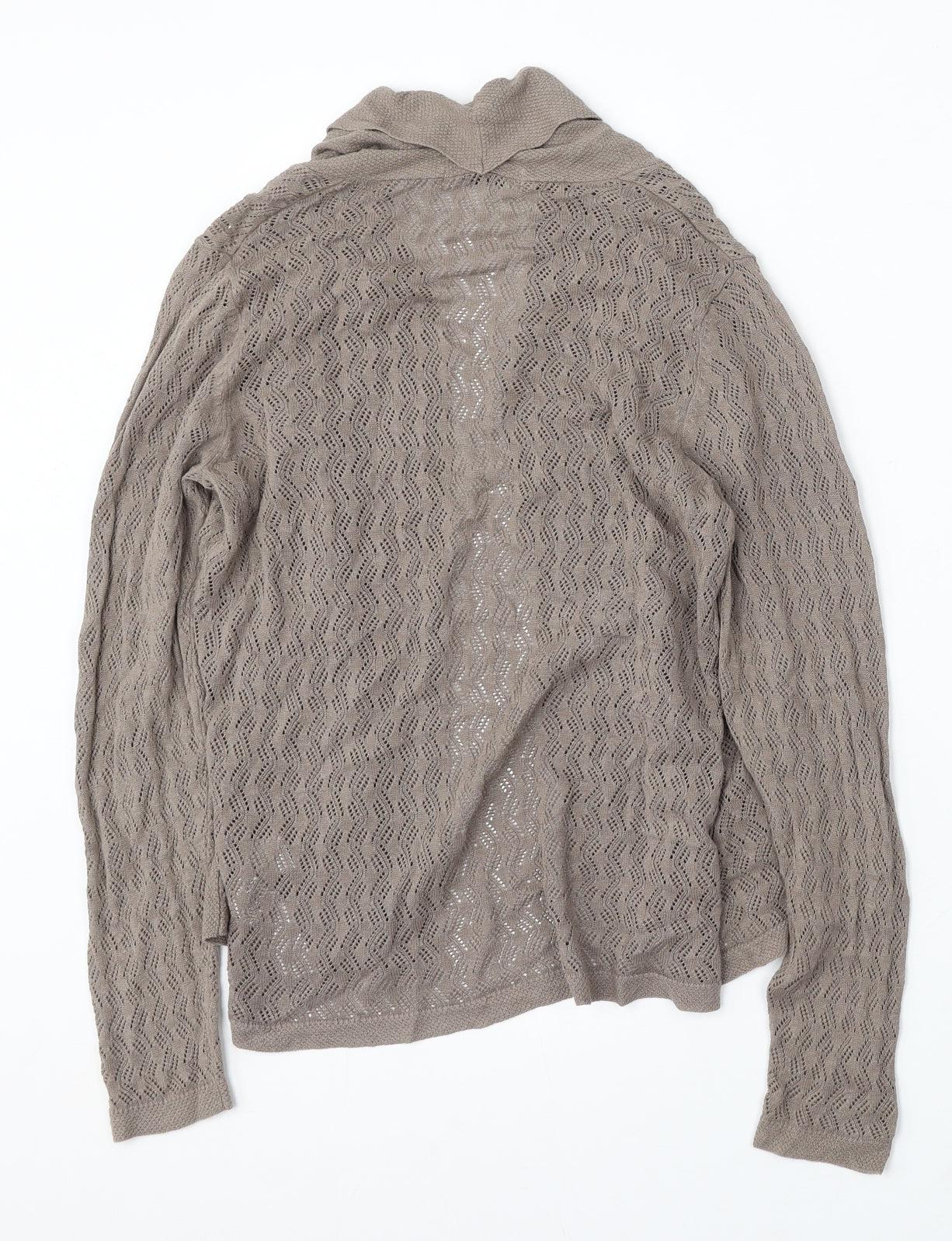 Marks and Spencer Womens Brown V-Neck Linen Cardigan Jumper Size 8