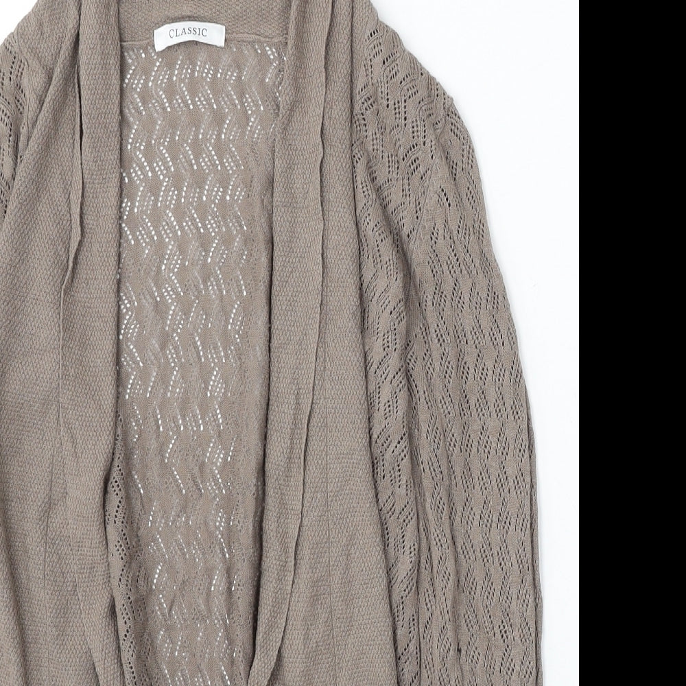 Marks and Spencer Womens Brown V-Neck Linen Cardigan Jumper Size 8