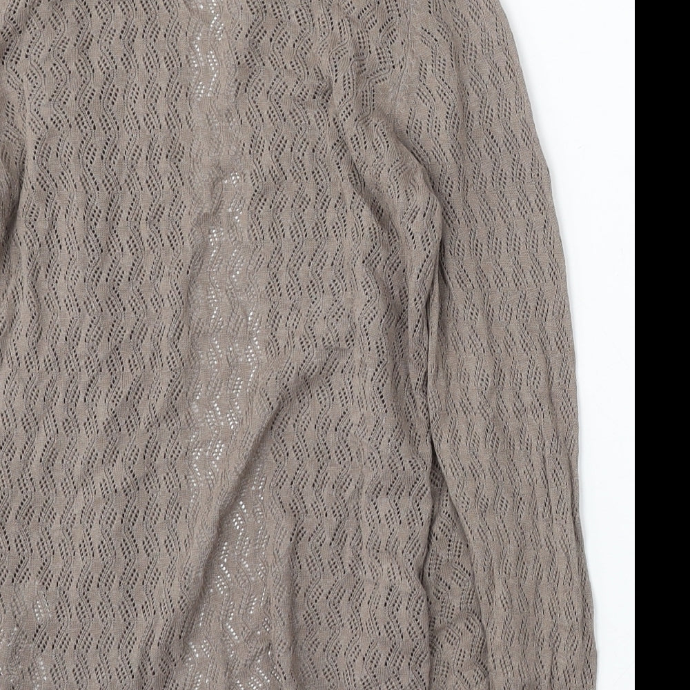 Marks and Spencer Womens Brown V-Neck Linen Cardigan Jumper Size 8