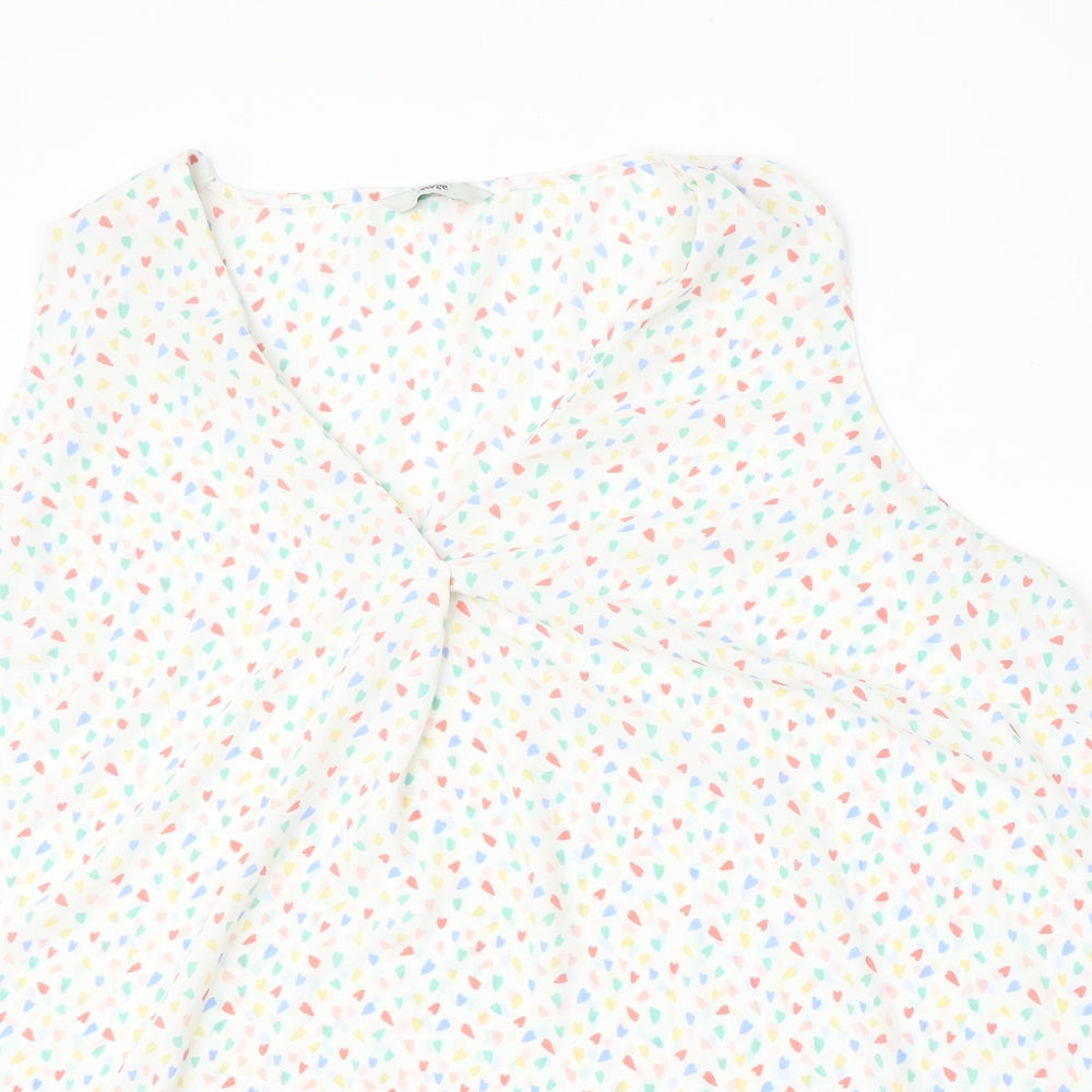 George Womens Multicoloured Geometric Viscose Basic Blouse Size XL Round Neck