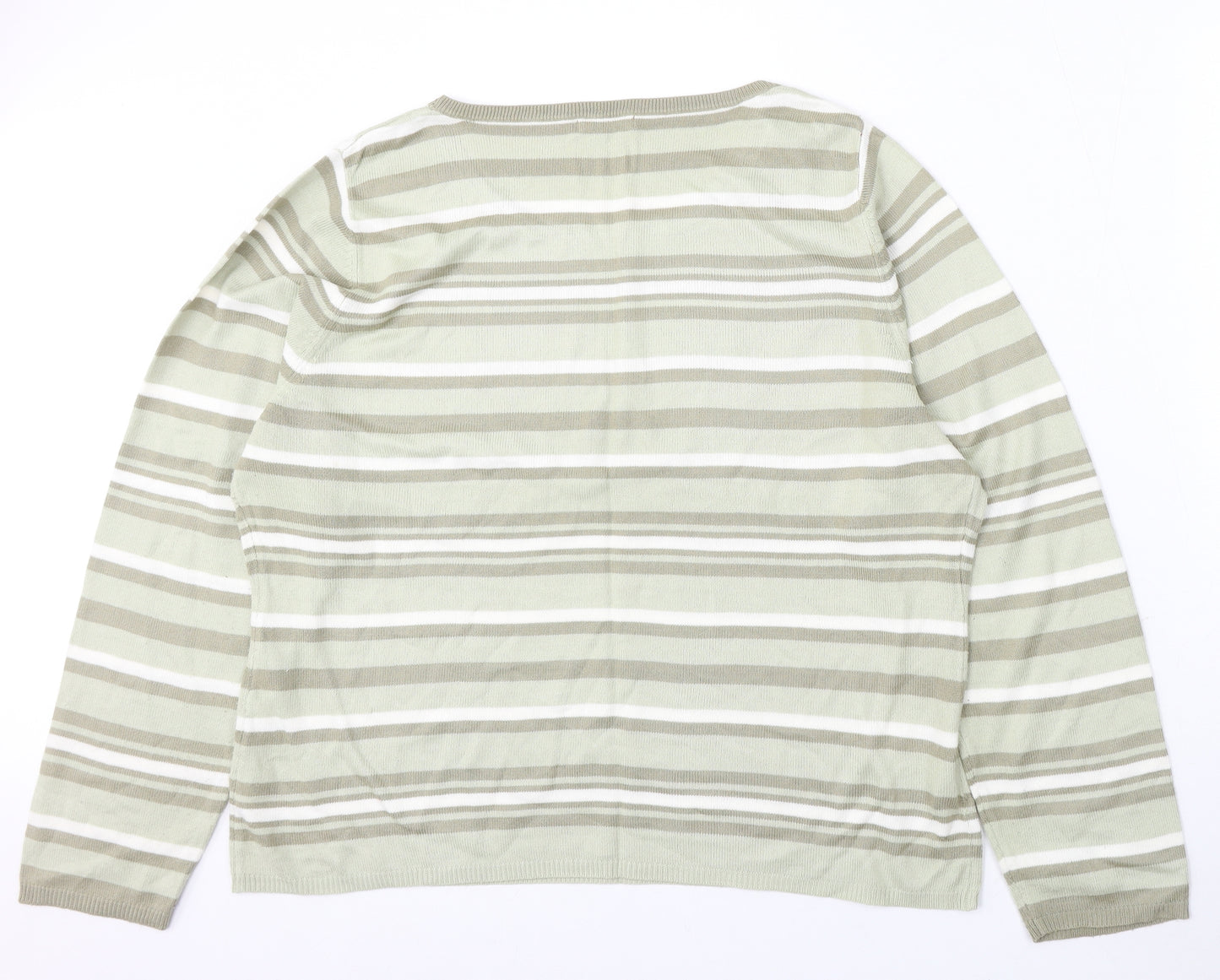 Matalan Womens Multicoloured Round Neck Striped Acrylic Pullover Jumper Size 20