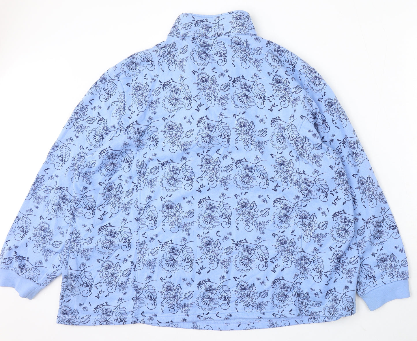 Damart Womens Blue Floral Polyester Pullover Sweatshirt Size 26 Zip