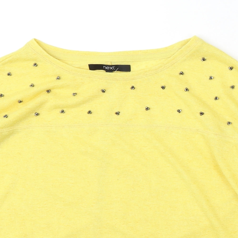 NEXT Womens Yellow Round Neck Polyester Pullover Jumper Size 12