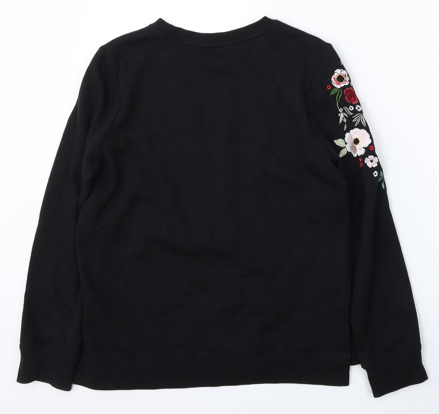 F&F Womens Black Floral Polyester Pullover Sweatshirt Size 6