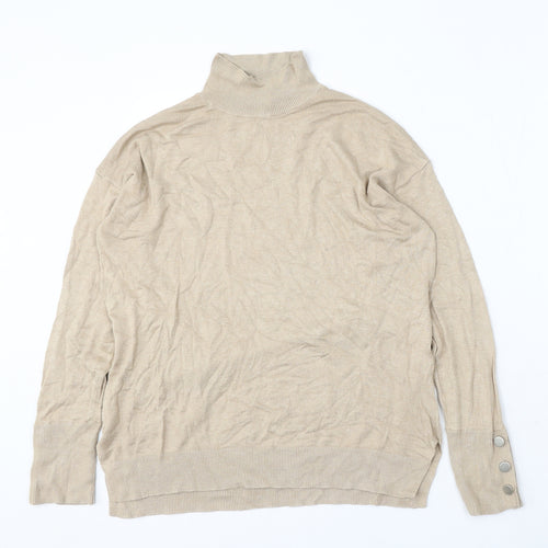 F&F Womens Beige Round Neck Viscose Pullover Jumper Size 10