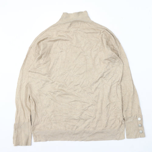 F&F Womens Beige Round Neck Viscose Pullover Jumper Size 10