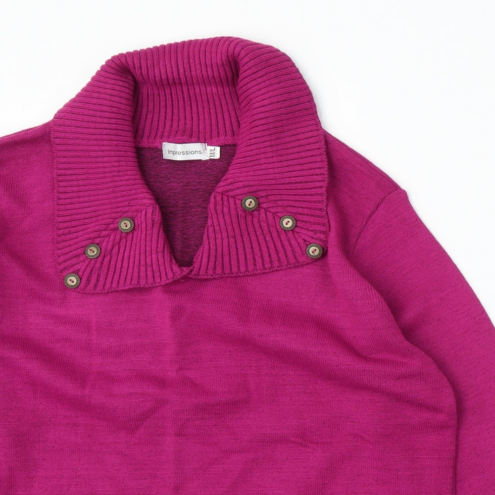 Impressions Womens Purple Roll Neck Acrylic Pullover Jumper Size M