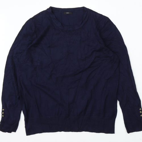 M&Co Womens Blue Round Neck Polyester Pullover Jumper Size M