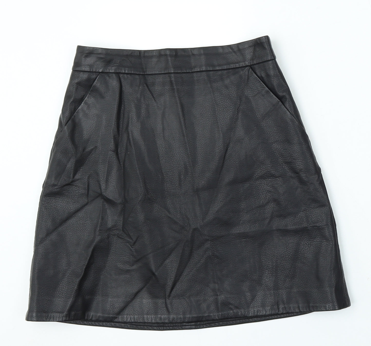 Warehouse Womens Black Polyurethane A-Line Skirt Size 10