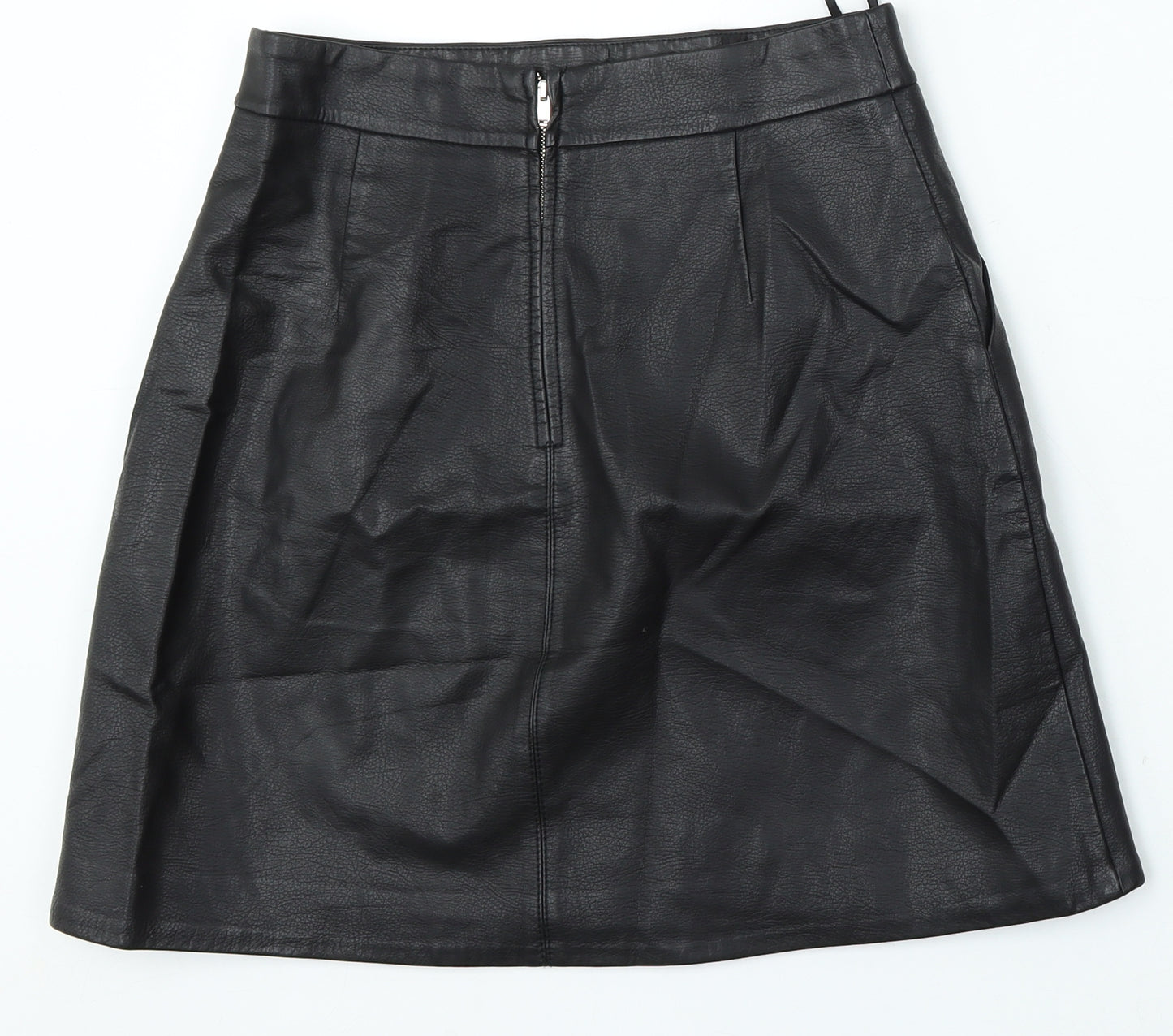Warehouse Womens Black Polyurethane A-Line Skirt Size 10