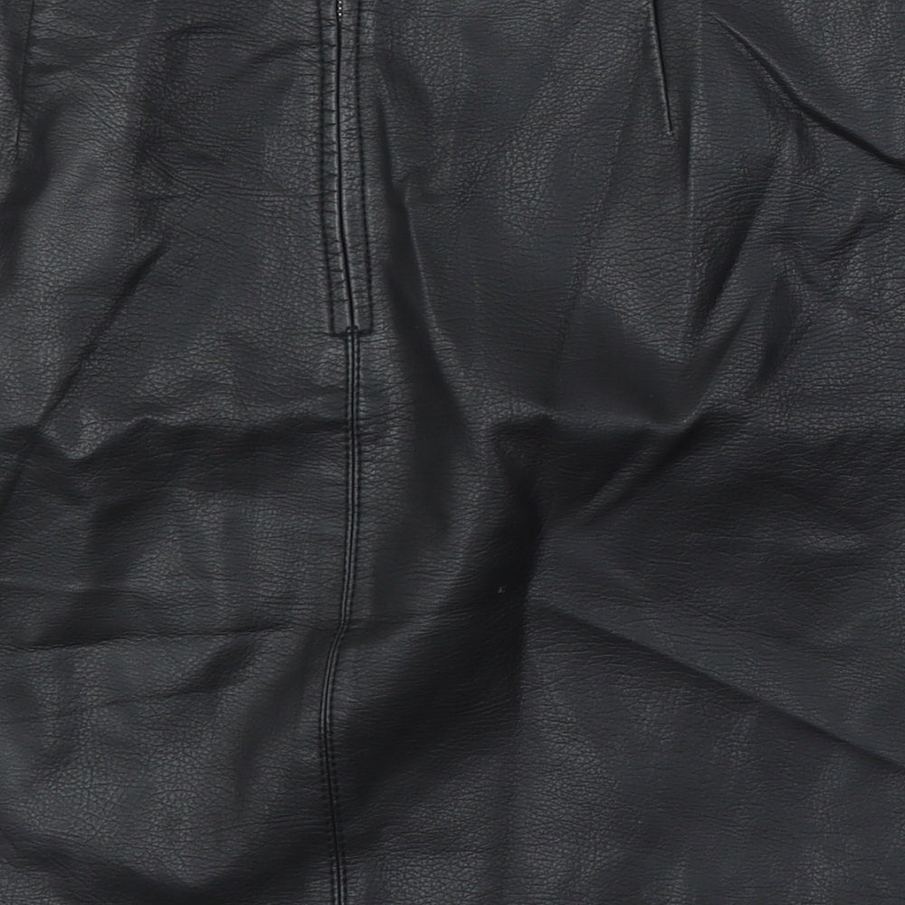 Warehouse Womens Black Polyurethane A-Line Skirt Size 10
