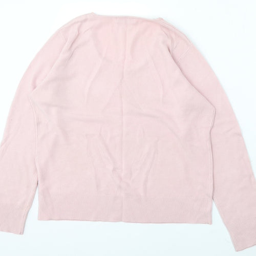 Bonmarché Womens Pink Round Neck Acrylic Pullover Jumper Size L