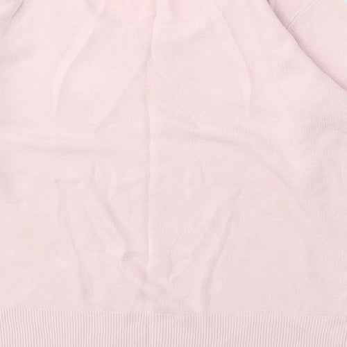 Bonmarché Womens Pink Round Neck Acrylic Pullover Jumper Size L