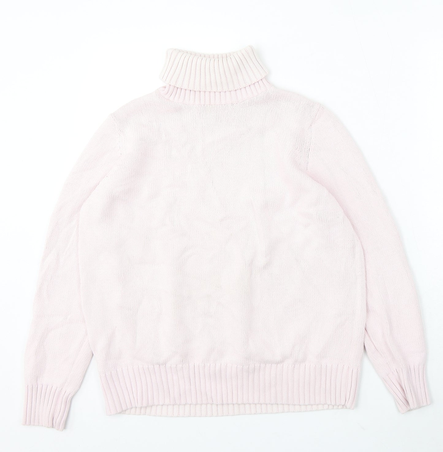 Marks and Spencer Womens Pink Roll Neck Cotton Pullover Jumper Size 18