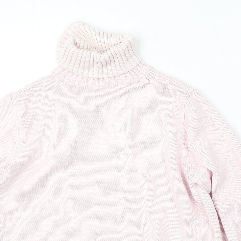 Marks and Spencer Womens Pink Roll Neck Cotton Pullover Jumper Size 18