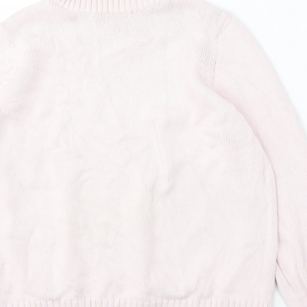 Marks and Spencer Womens Pink Roll Neck Cotton Pullover Jumper Size 18