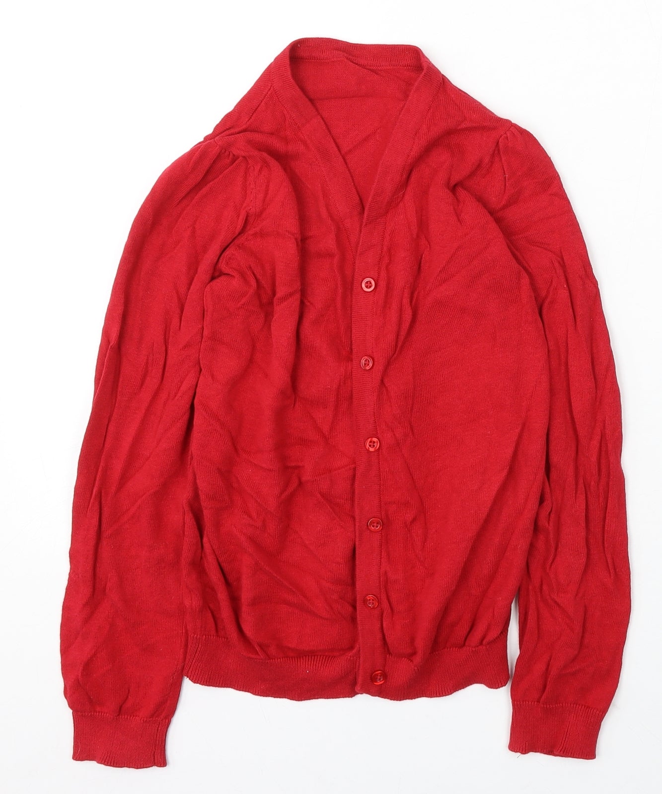 Pep&Co Girls Red Round Neck Cotton Cardigan Jumper Size 10-11 Years
