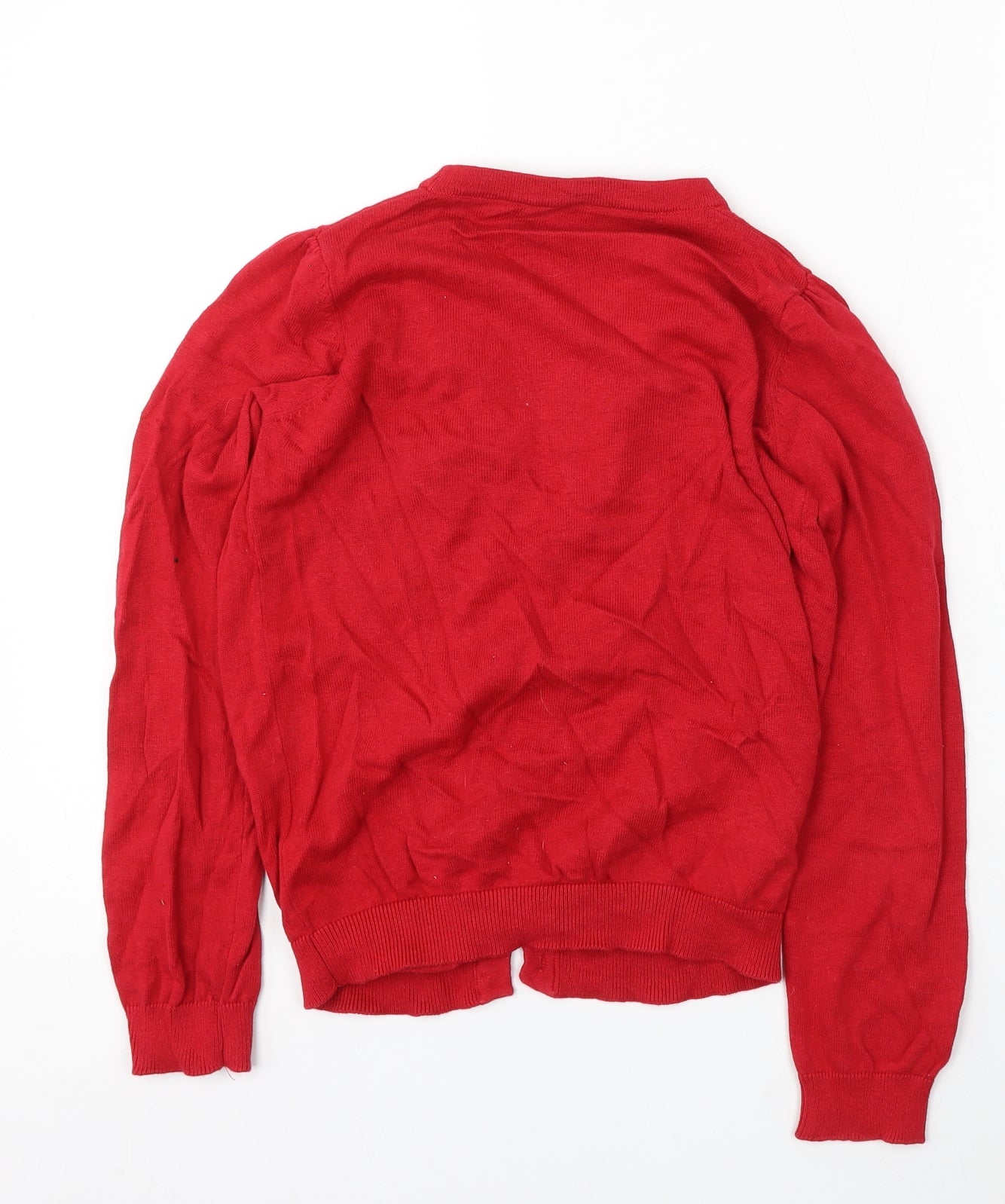 Pep&Co Girls Red Round Neck Cotton Cardigan Jumper Size 10-11 Years