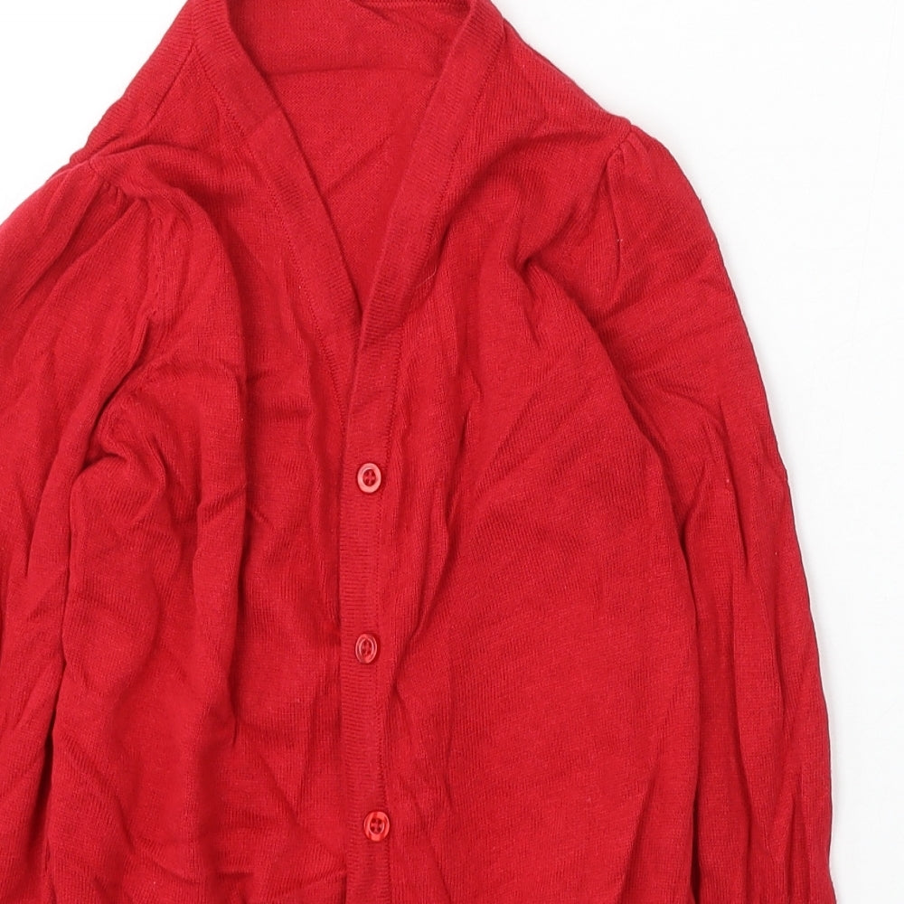 Pep&Co Girls Red Round Neck Cotton Cardigan Jumper Size 10-11 Years