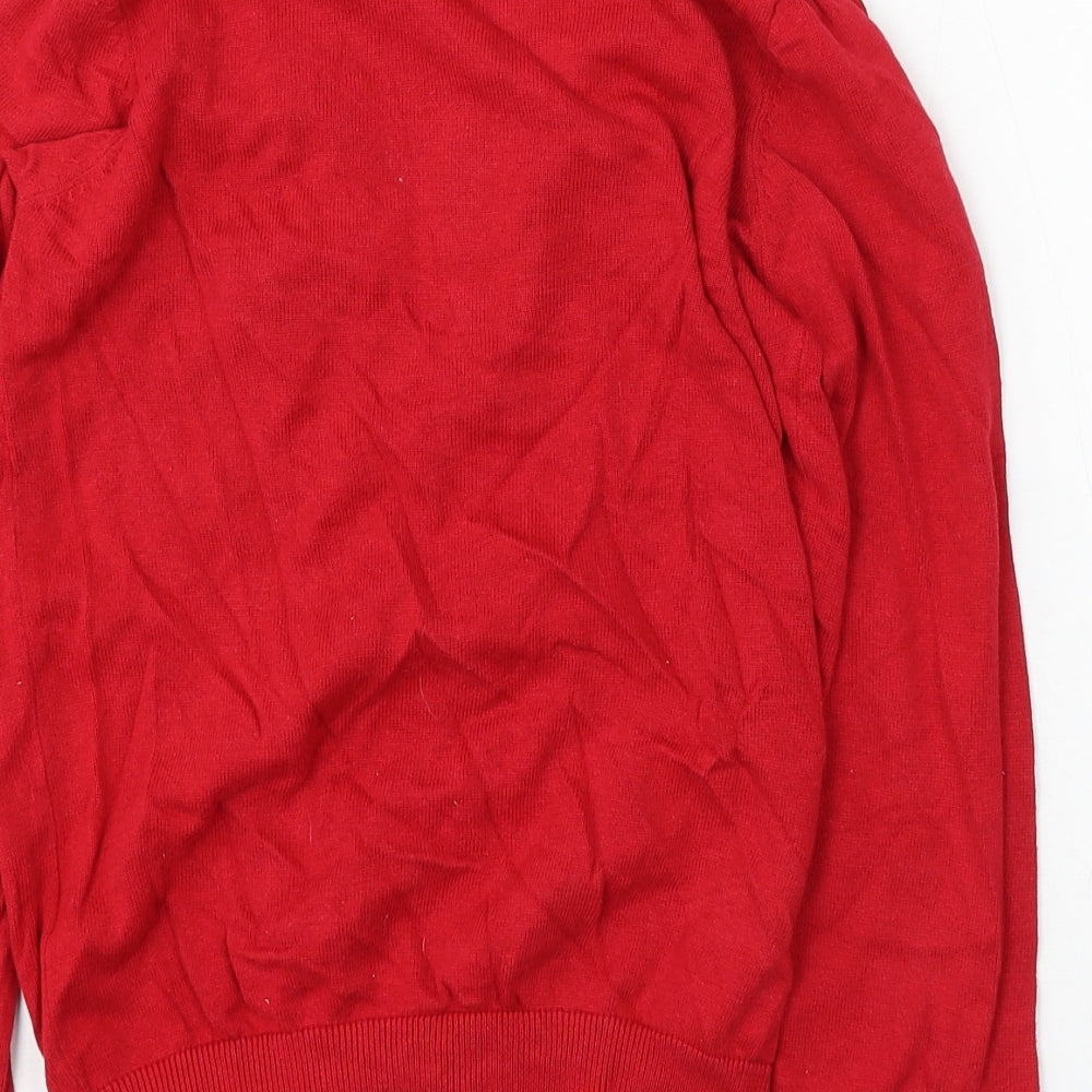 Pep&Co Girls Red Round Neck Cotton Cardigan Jumper Size 10-11 Years