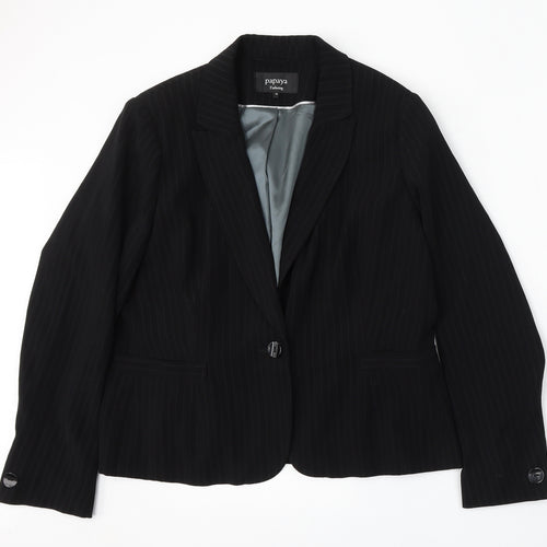 Papaya Womens Black Striped Polyester Jacket Suit Size 16