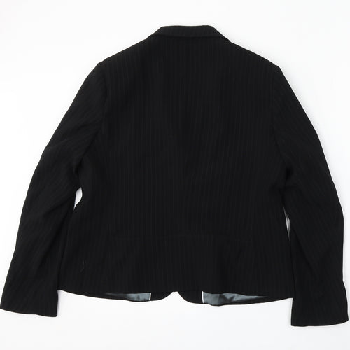 Papaya Womens Black Striped Polyester Jacket Suit Size 16