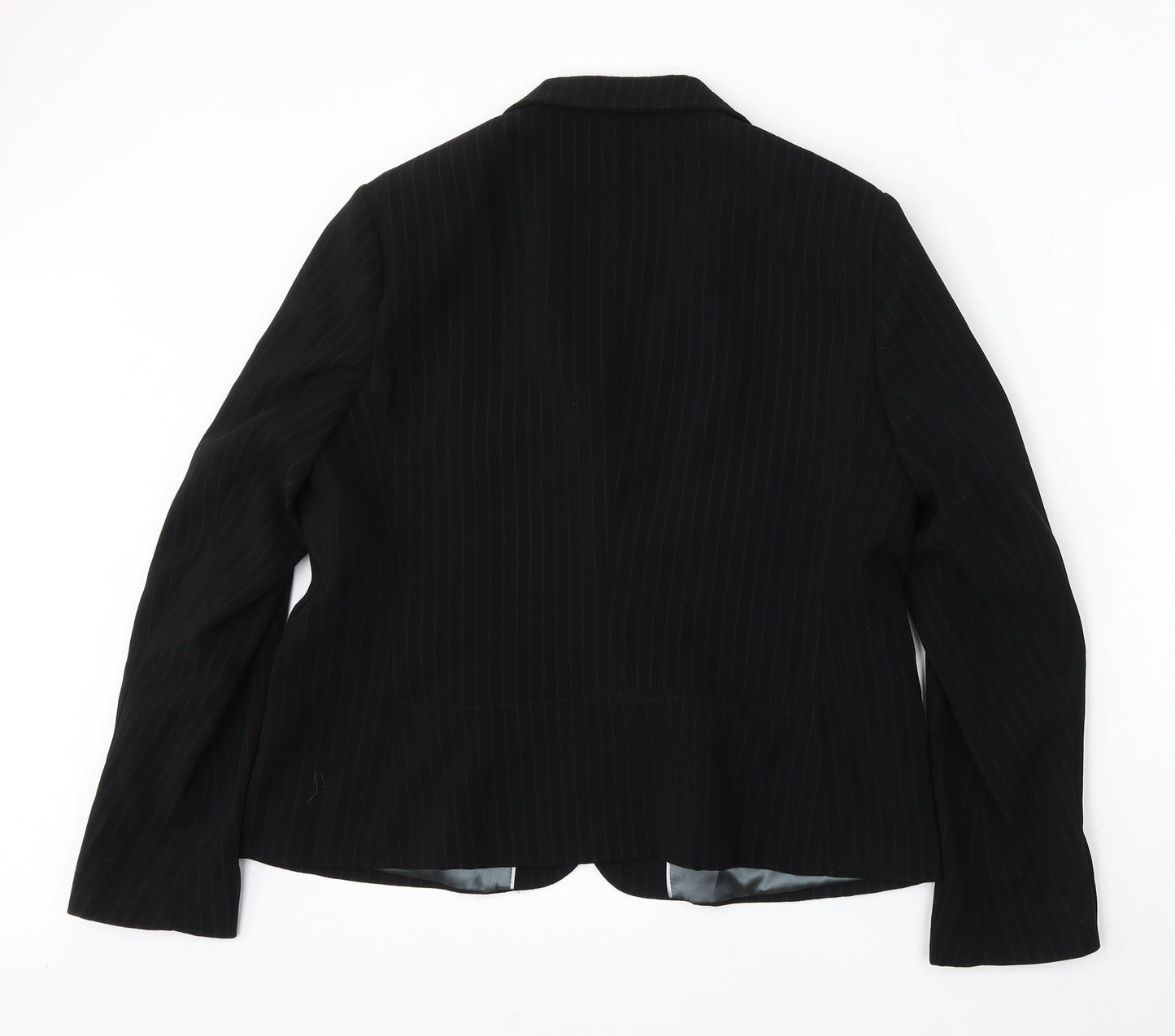 Papaya Womens Black Striped Polyester Jacket Suit Size 16